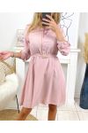 DRESS WITH BUTTONS AND BELT TO TIE SU110 PINK