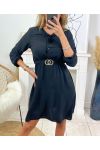 DRESS WITH BUTTONS AND BELT TO TIE SU110 BLACK