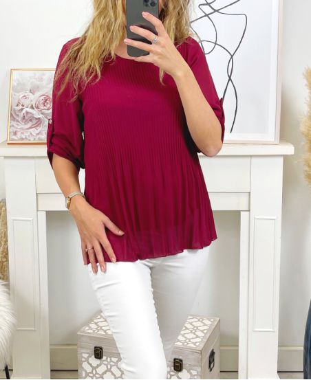 TUNIC PLISSEE CH02 BORDEAUX
