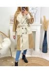 LONG COAT BI-COLORED B2683 GREEN/BEIGE