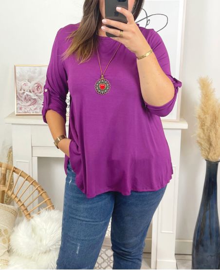 GRANDE TAILLE HAUT AVEC COLLIER OFFERT 2029 VIOLET