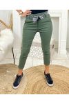 PACK 4 TROUSERS WITH BELT SCARVES S M L XL P032 MILITARY GREEN