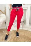 PACK 4 TROUSERS WITH BELT SCARVES S M L XL P032 RED