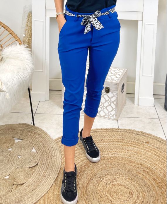 PACK 4 TROUSERS WITH BELT SCARVES S M L XL P032 ROYAL BLUE