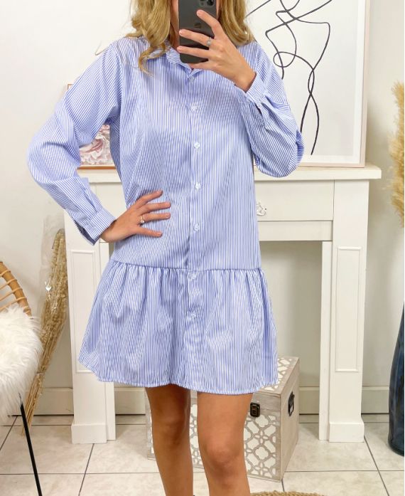 VESTIDO CAMISA DE RAYAS EVASEE 21288 AZUL