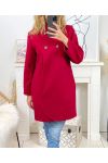 LANGE JACKE MIT KNÖPFEN B3428 BORDEAUX