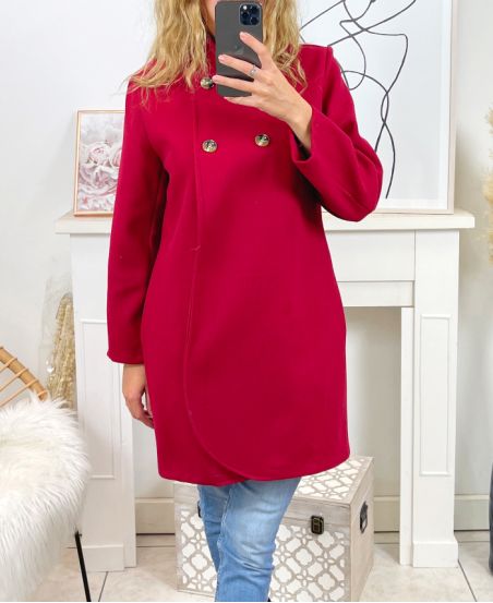 LONG JACKET WITH BUTTONS B3428 BORDEAUX