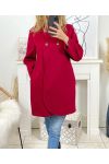 LANGE JACKE MIT KNÖPFEN B3428 BORDEAUX