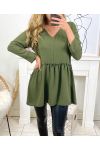 EVASEE TUNICA CON SCOLLO A V 20219 VERDE MILITARE