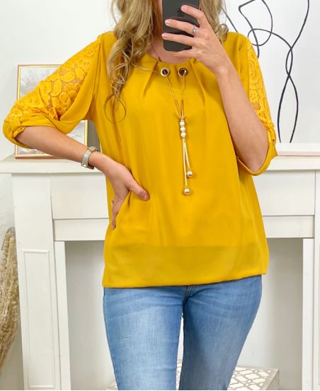 INTEGRAL JEWEL LACE BLOUSE CH01 MUSTARD