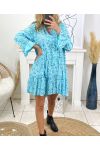 KURZES KLEID OVERSIZE BEDRUCKTE 8268 BLAUEN HIMMEL