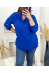 PLUS SIZE FLUID TUNIC WITH BUTTON 17221 ROYAL BLUE