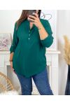 PLUS SIZE FLUID TUNIC WITH BUTTON 17221 EMERALD GREEN