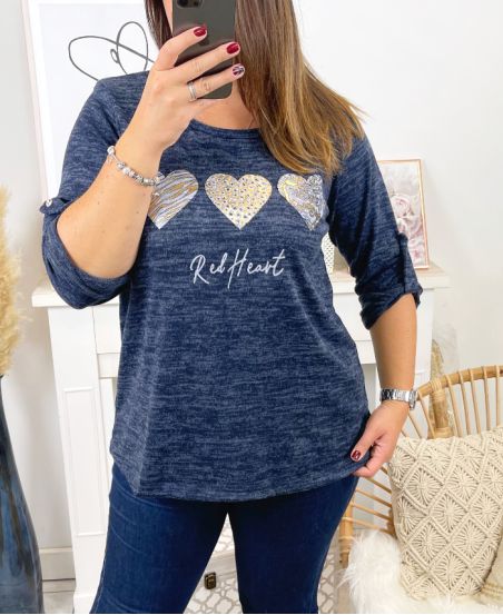 LARGE SIZE PULL HEART RED HEART 2332 NAVY BLUE