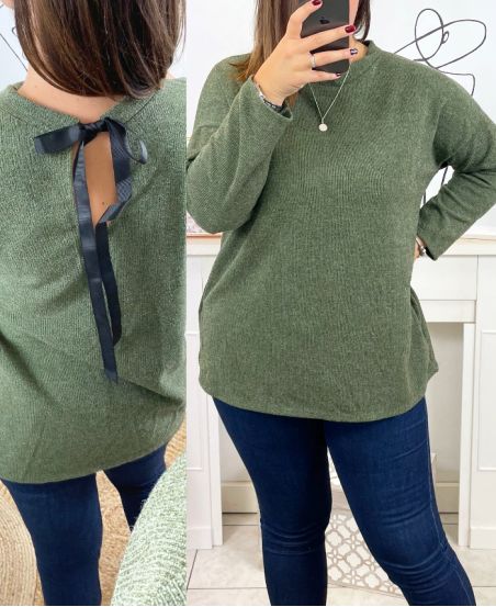 LARGE SIZE PULL TUNIC BACK KNOT 2718 MILITARY GREEN