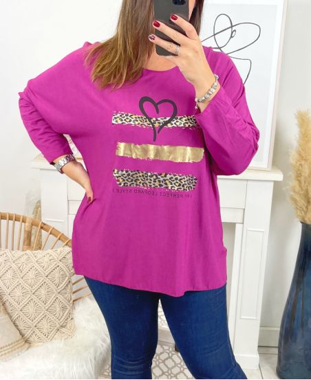 GRANDE TAILLE T-SHIRT IMPRIME CŒUR 2697 VIOLET