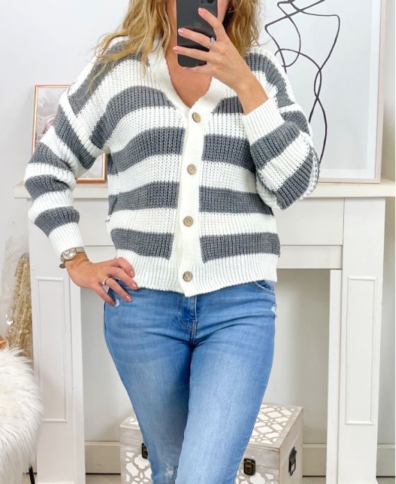 MESH VEST WITH STRIPES 8057 GRAY