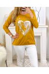 CAMISETA FLOCKING HEART SA10 MOSTAZA