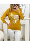 CAMISETA FLOCKING HEART SA10 MOSTAZA