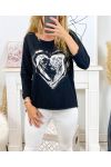 T-SHIRT FLOCKING HEART SA10 NERO