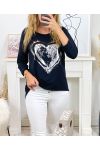 T-SHIRT FLOCKING HEART SA10 NERO