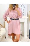 FLOWING TUNIC DRESS WITH PINK 9415 BELT