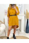 FLOWING TUNIC DRESS WITH BELT 9415 MUSTARD