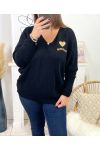 LARGE SIZE PULLOVER LOVE MO03 BLACK