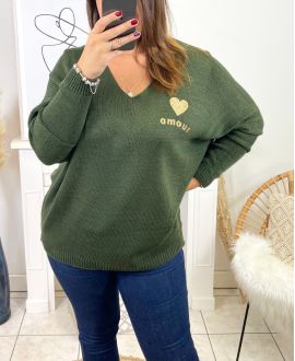 LARGE SIZE PULLOVER LOVE MO03 MILITARY GREEN