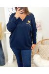 LARGE SIZE PULLOVER LOVE MO03 NAVY BLUE