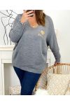 LARGE SIZE PULLOVER LOVE MO03 GRAY