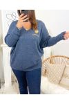 LARGE SIZE PULLOVER LOVE MO03 BLUE