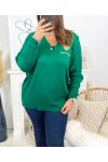 LARGE SIZE PULLOVER LOVE MO03 EMERALD GREEN