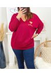 LARGE SIZE PULLOVER LOVE MO03 RED