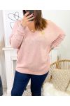 LARGE SIZE PULLOVER LOVE MO03 PINK