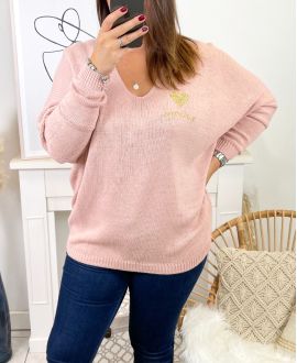 LARGE SIZE PULLOVER LOVE MO03 PINK