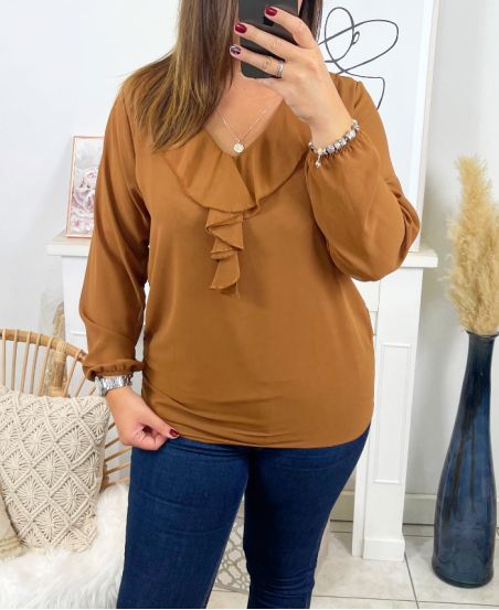 GRANDE TAILLE CHEMISIER FROUFROUS 2720 CAMEL