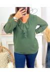LARGE SIZE BLOUSE FROUFROUS 2720 MILITARY GREEN