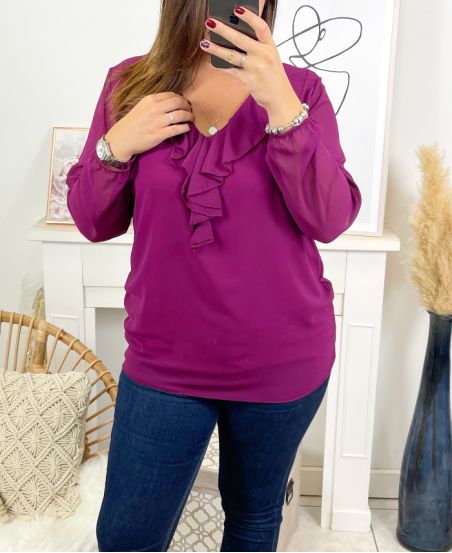 GRANDE TAILLE CHEMISIER FROUFROUS 2720 VIOLET