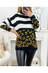 LEOPARD SHA08 SWETER Z CZARNEJ WEŁNY