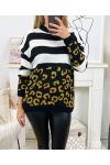 LEOPARD SHA08 BLACK WOOL PULLOVER