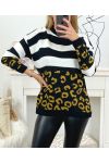 LEOPARD SHA08 SWETER Z CZARNEJ WEŁNY