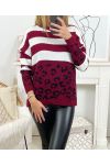 LEOPARD SHA08 BORDEAUX WOLLEN TRUI