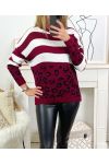 LEOPARD SHA08 BORDEAUX WOLLEN TRUI