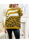 LEOPARD SHA08 MUSTARD WOOL PULLOVER