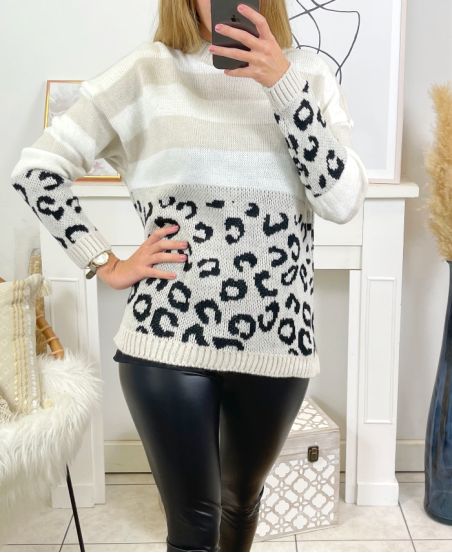 PULLOVER LAINE LEOPARD SHA08 BEIGE