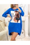 ROBE SWEAT LONG FALL IN LOVE 2M02 BLEU ROYAL