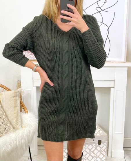 TUNIC DRESS TWISTED MESH SHA09 MILITARY GREEN