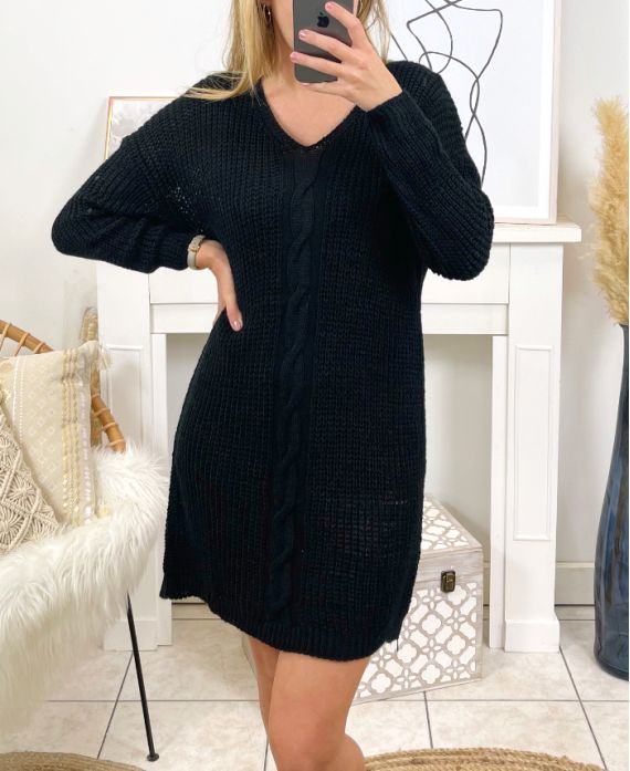 TWISTED MESH TUNIC DRESS SHA09 BLACK