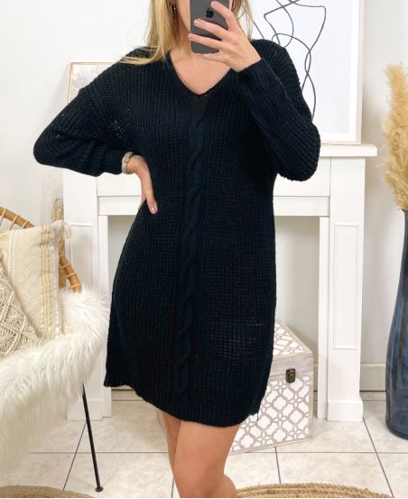 TWISTED MESH TUNIC DRESS SHA09 BLACK